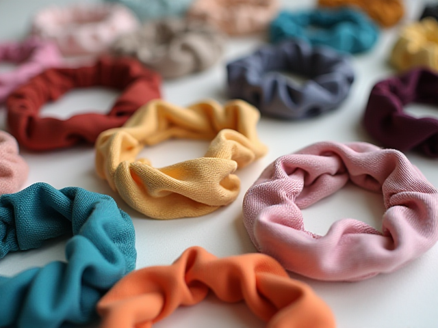 Different styles of hairbands laid out on a table showcasing various colors and designs