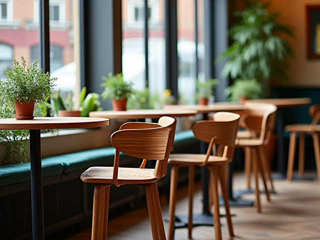 Stylish cafe chairs in a cozy setting