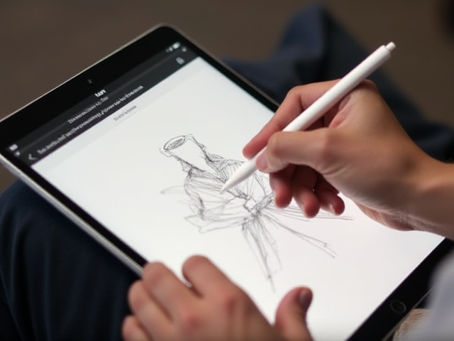 A person drawing on an iPad using the Apple Pencil, showcasing the precision and smoothness of the writing experience.