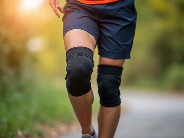 A person wearing a Zamst knee brace while exercising, depicting comfort and support