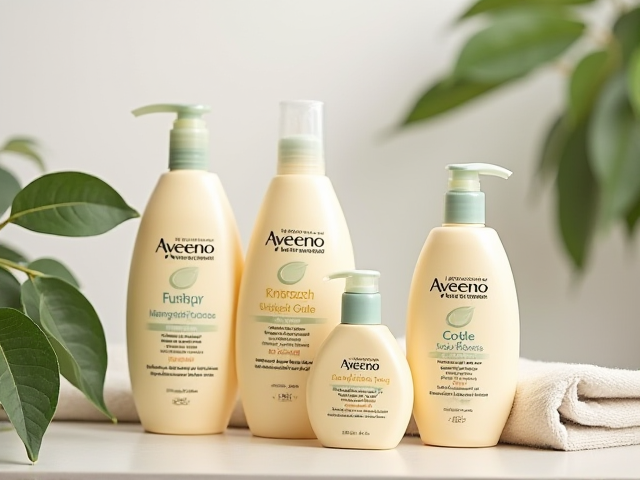 A collection of Aveeno Baby products displayed beautifully